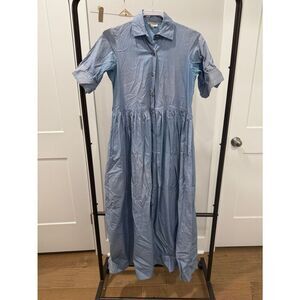 Parterre Light Blue Button-Front Maxi Shirt Dress